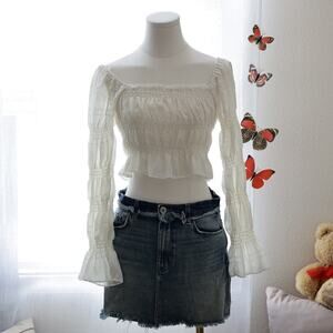 Princess Polly Peasant ruffle sleeve top size S